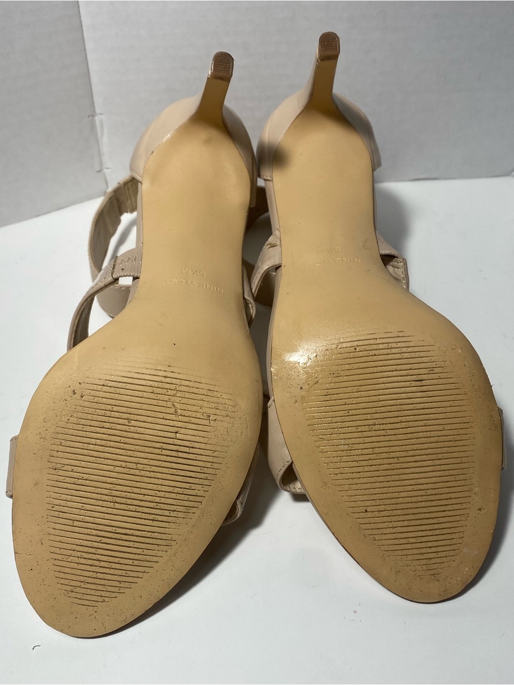 Nine West Awesomeo Nude Ankle Strap Stiletto Heels Size 8M - Picture 8 of 9